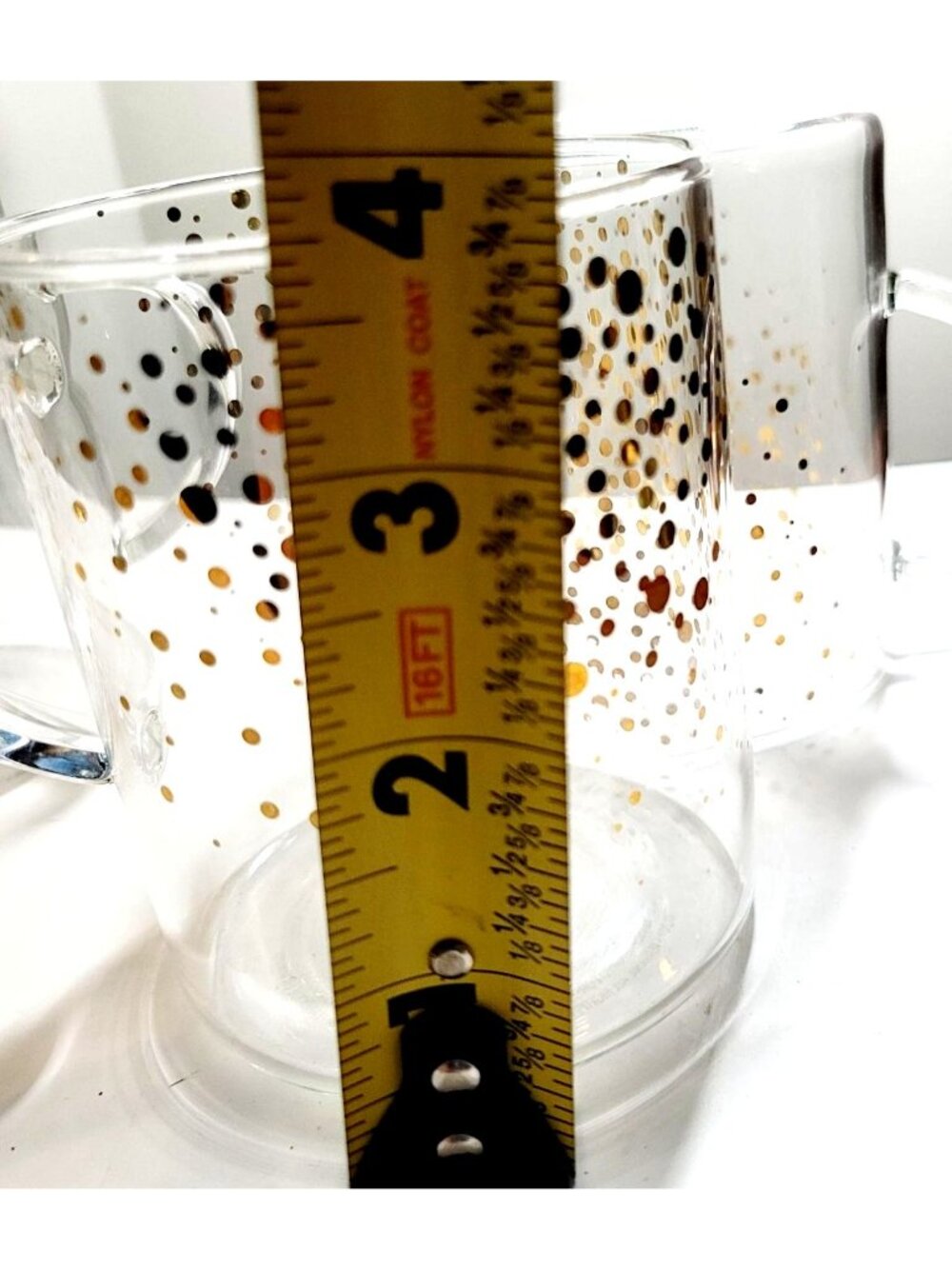 Teavana Starbucks 2015 Gold Confetti Clear Glass Coffee Tea Mug Set Of 4 - Picture 10 of 11